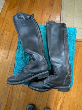 TuffRider Black Leather Tall Riding Boots